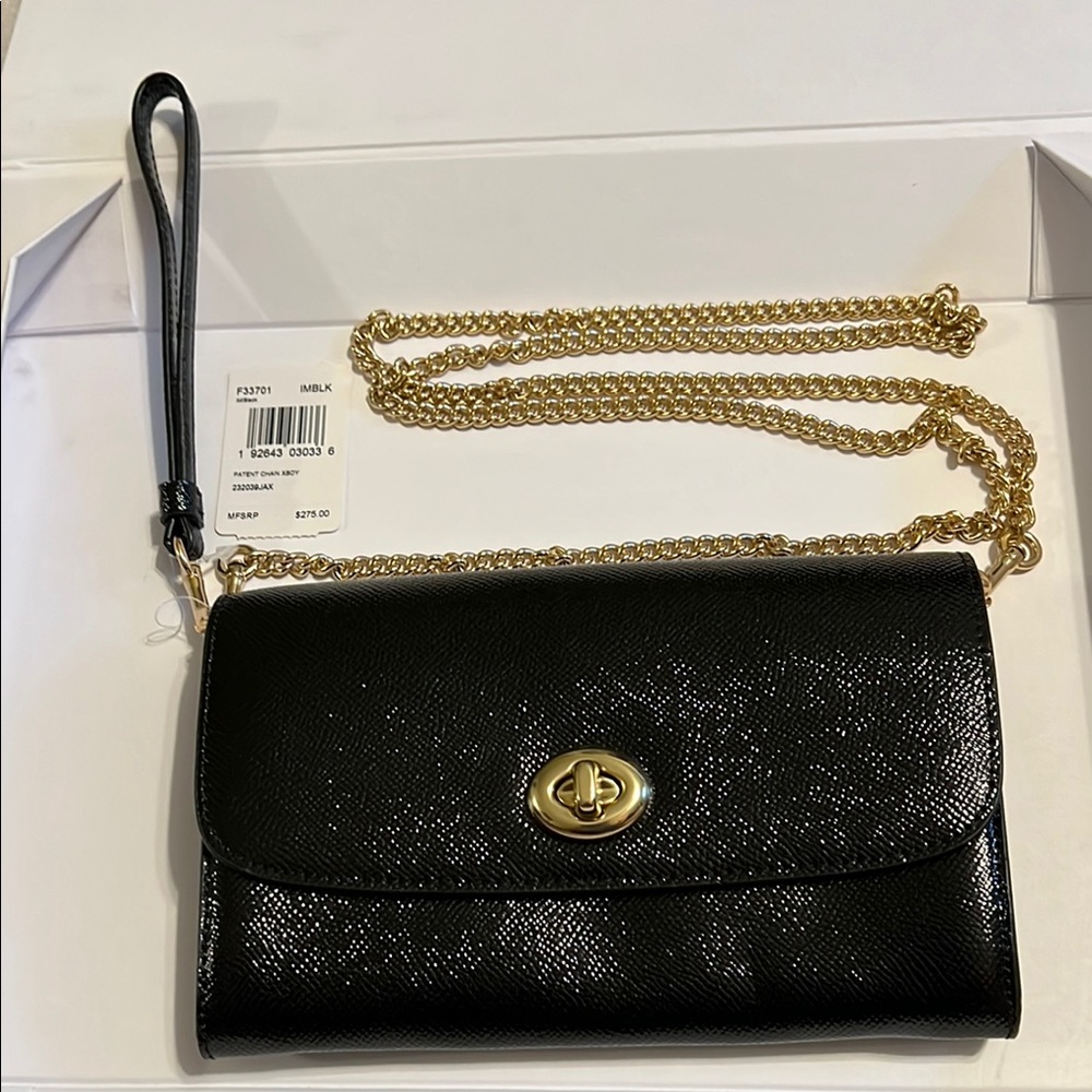 Coach Patent Chain Purse New w detached tag